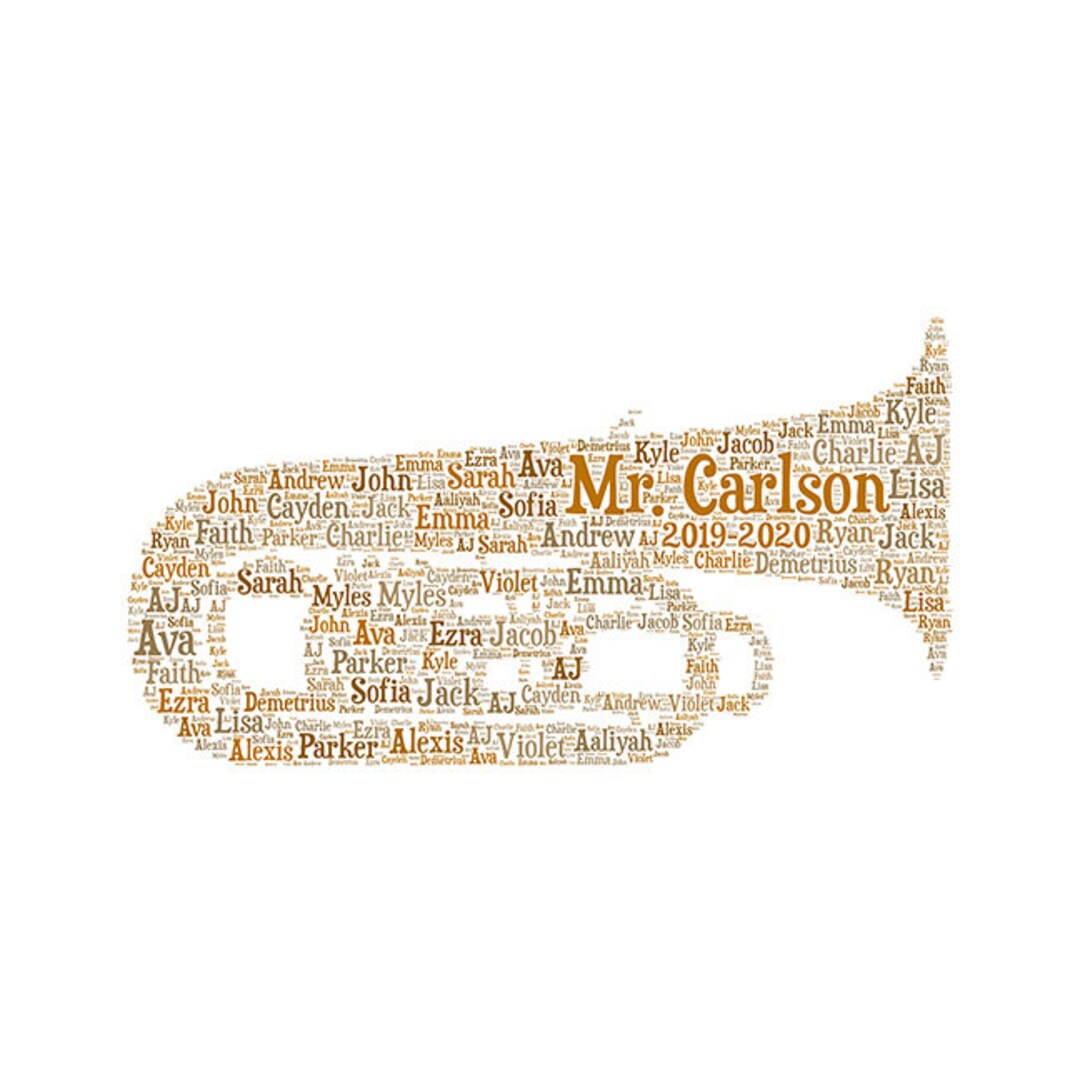 Digital TUBA Instrument Brass Word Cloud Art Word Cloud Etsy