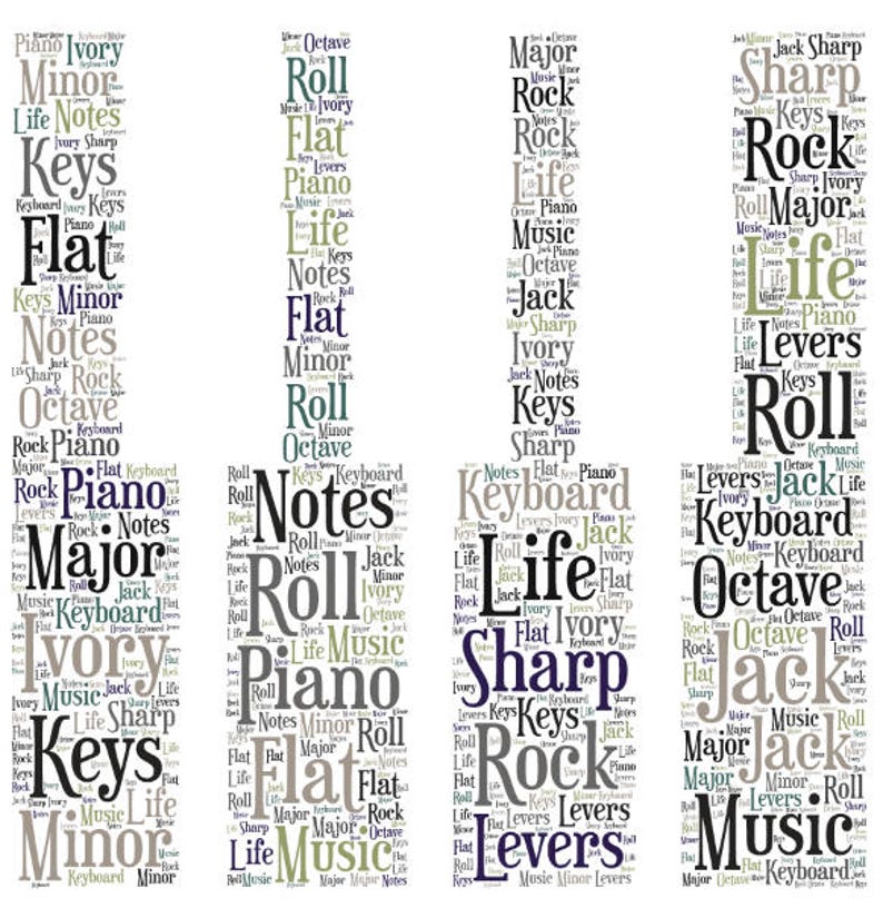 makes a great gift customize colors add names of kids and school year Digital Piano KEYBOARD inspired word cloud art
