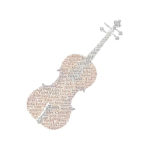 Digital VIOLIN Instrument String Word Cloud Art Word Cloud - Customizable - Great for Music Teacher Appreciation or Student Orchestra