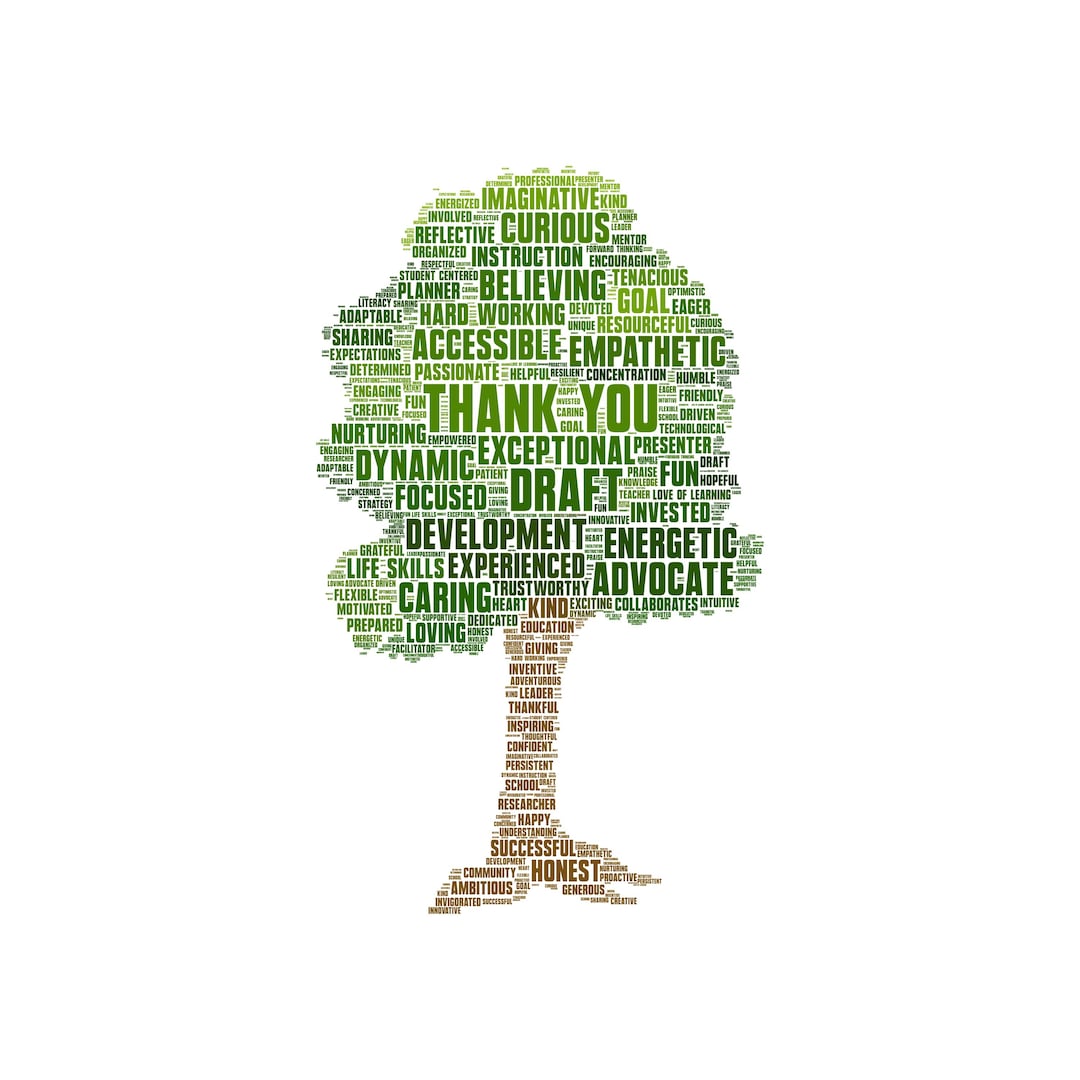 Good Word Tree Custom Tree Word Cloud Digital Art | Personalized Names & Words ...