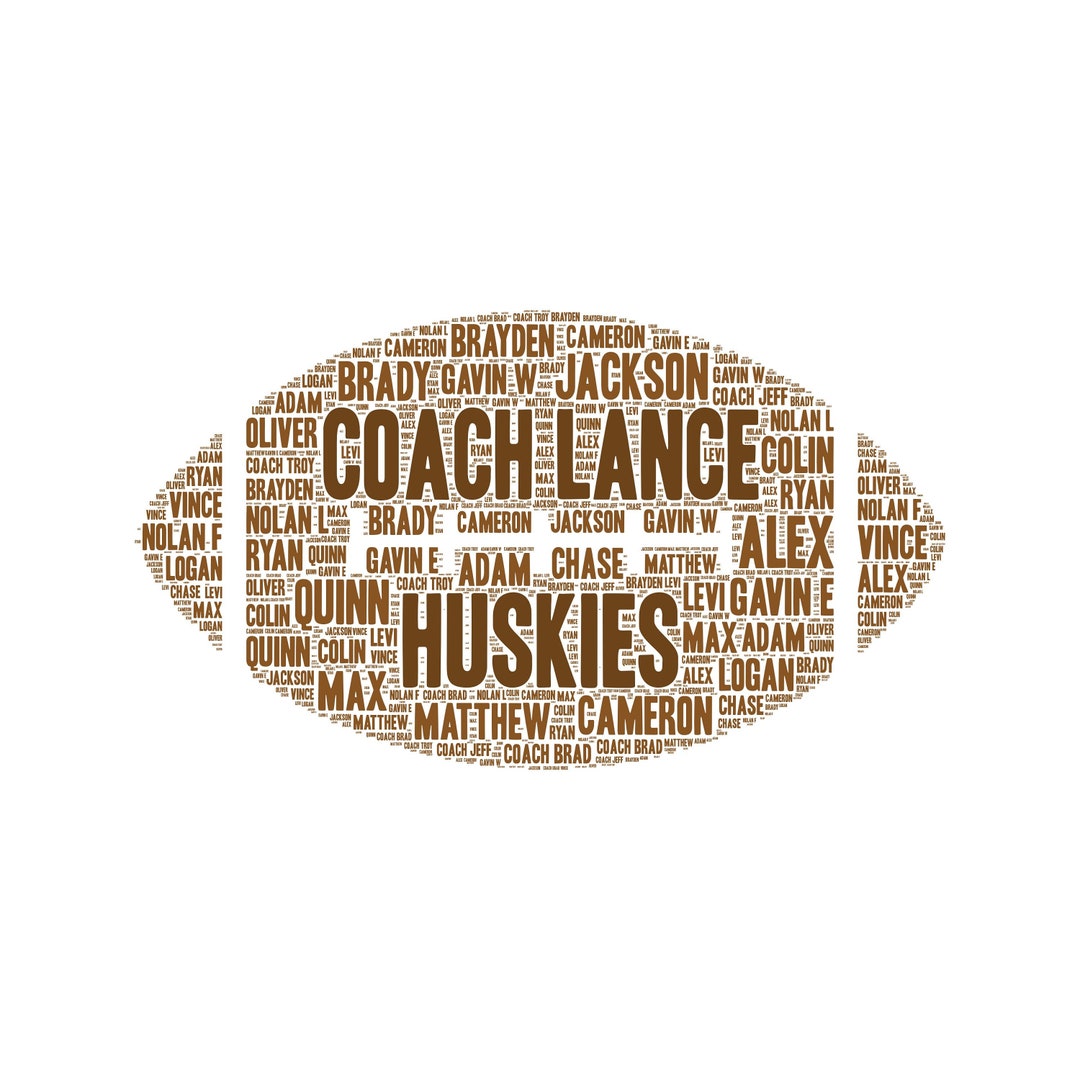 Digital FOOTBALL Team or Coach or Player Gift Word Cloud Art Wordle