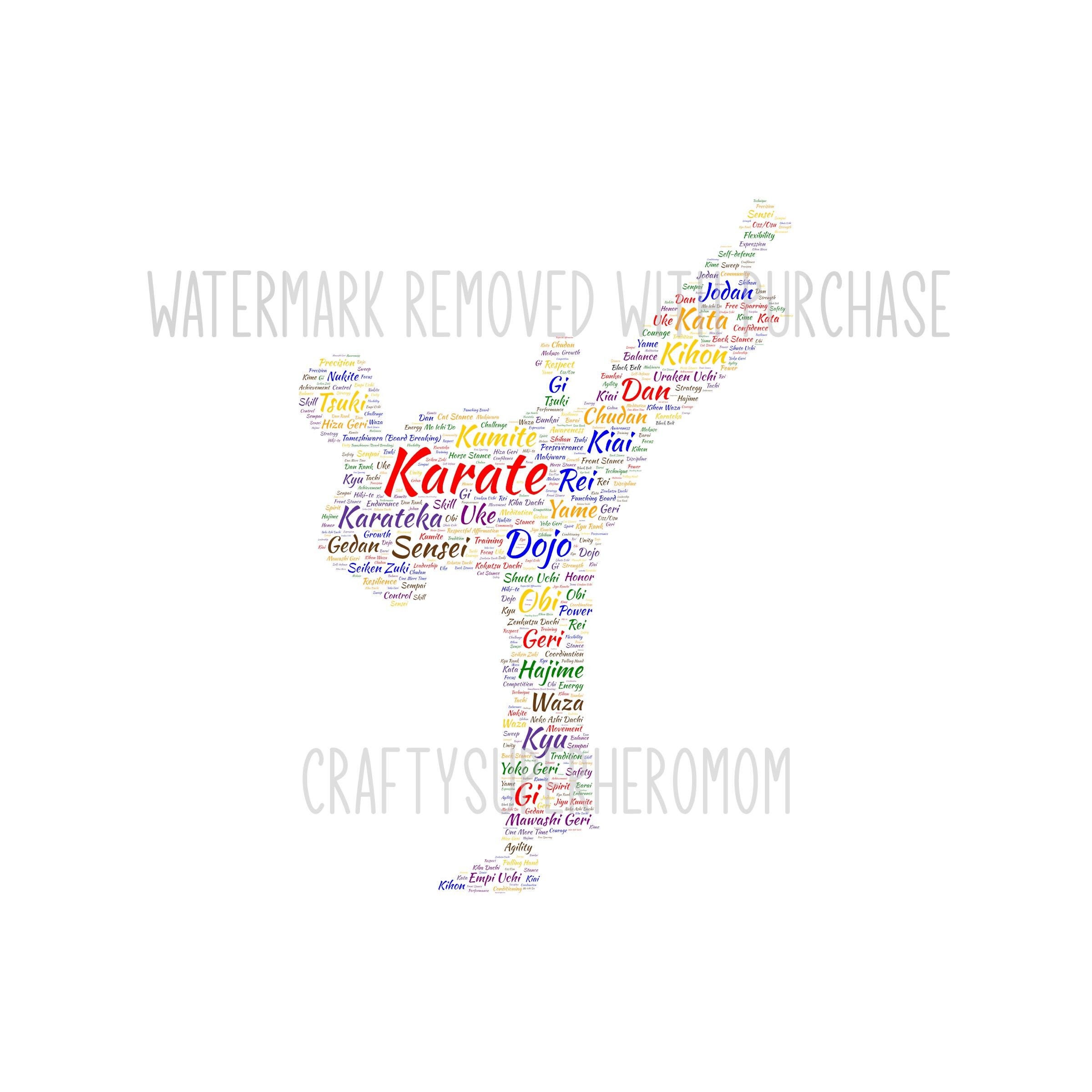 INSTANT Digital Download - KARATE - Male Word Cloud Wordle svg pdf png jpg - Home Decor - Print and Frame - Dojo - Japan Martial Arts Art