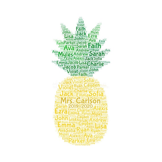 Digital PINEAPPLE Word Cloud Art Wordle Makes Great Teacher Etsy