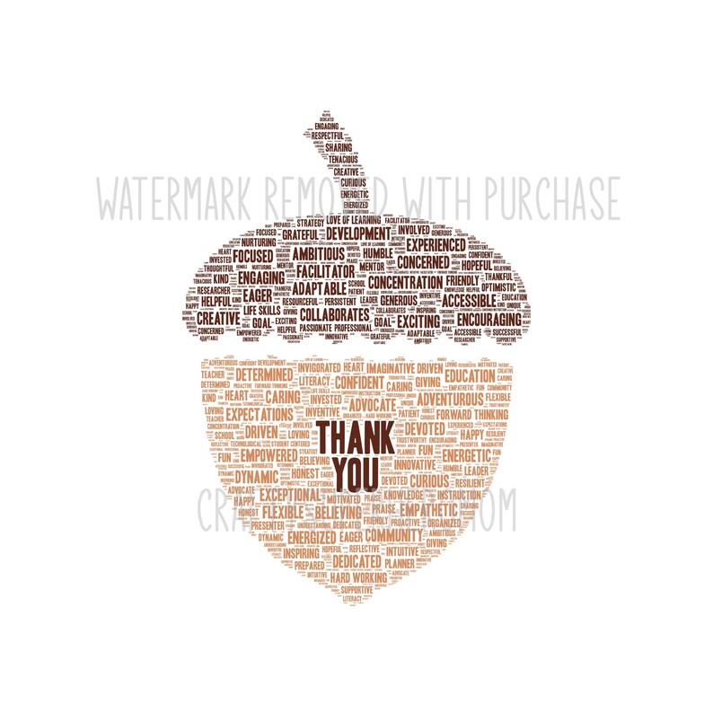 Custom THANK YOU - ACORN Word Cloud Art - Makes a Great Gift - Add ...