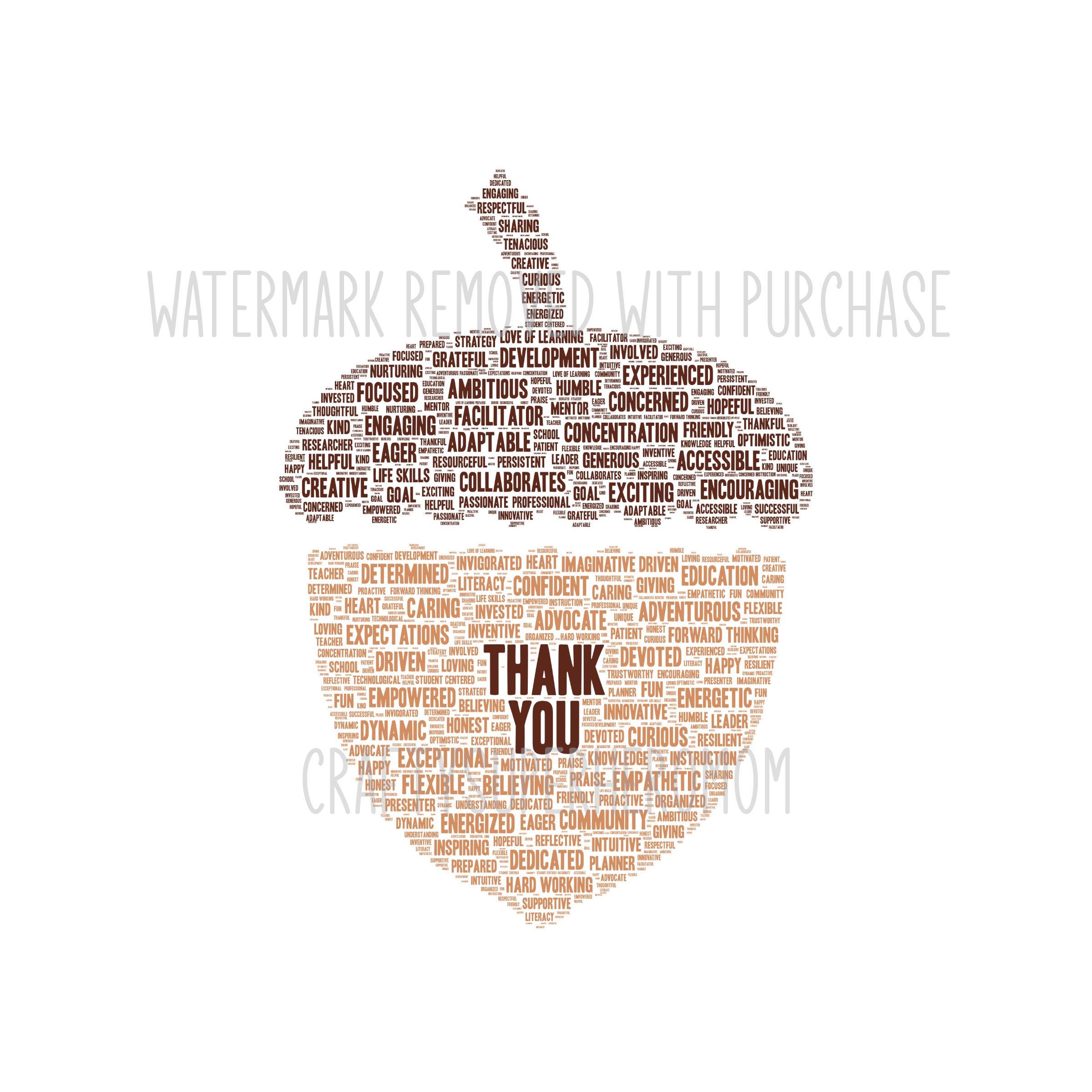 Custom THANK YOU - ACORN Word Cloud Art - Makes a Great Gift - Add ...
