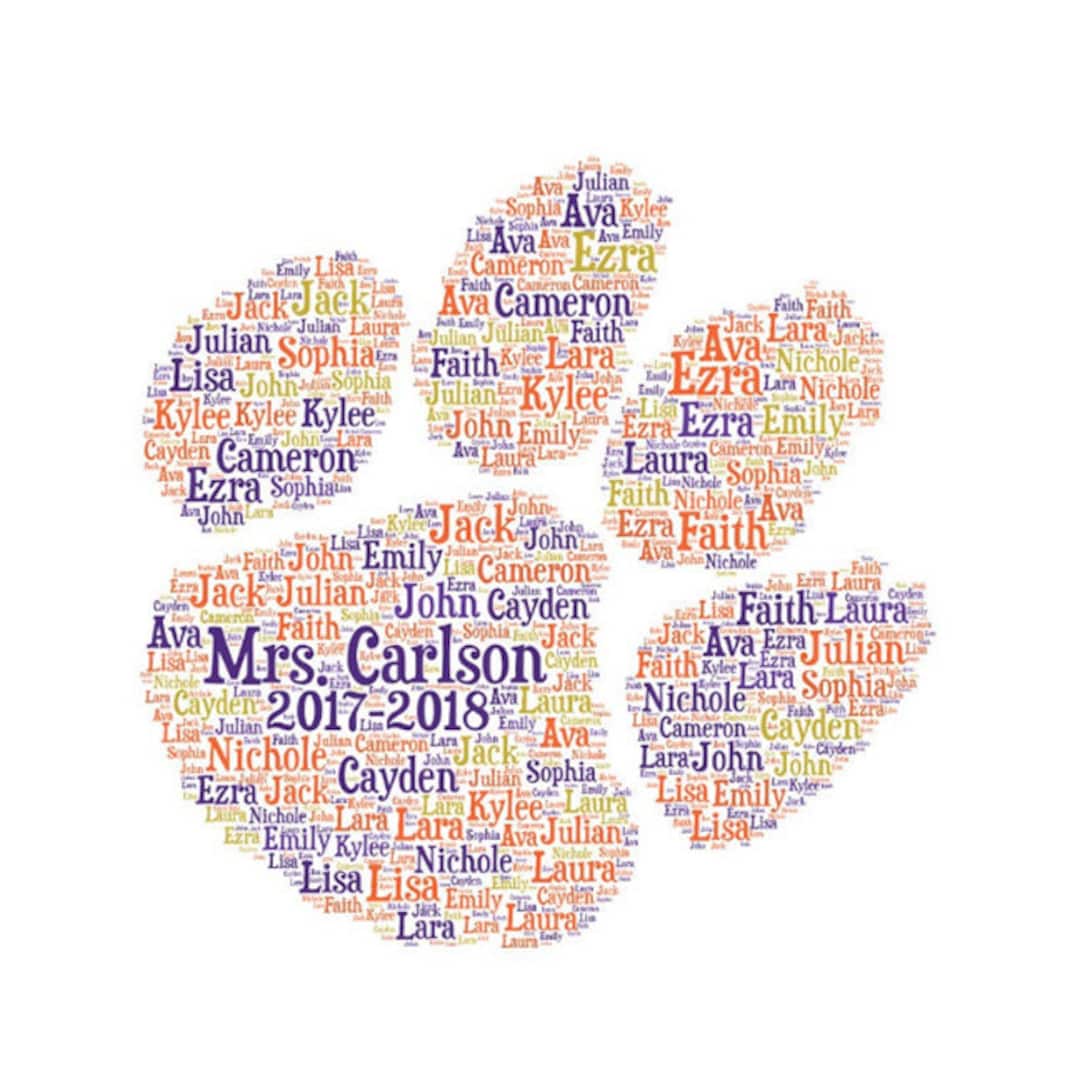 Digital TIGER Paw Print Word Cloud Art Wordle Makes Great - Etsy Finland