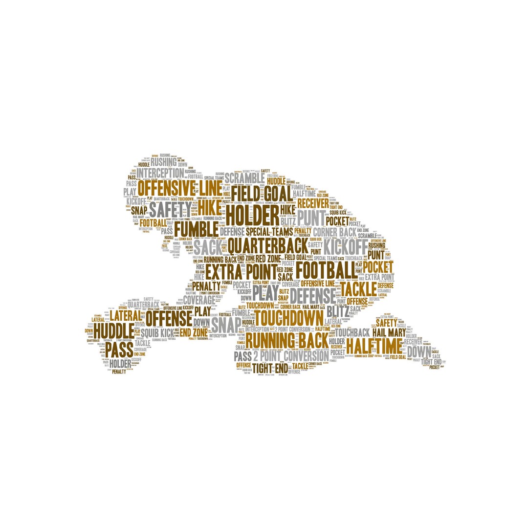Digital FOOTBALL Player Holder Word Cloud Art Wordle Makes a Great Gift