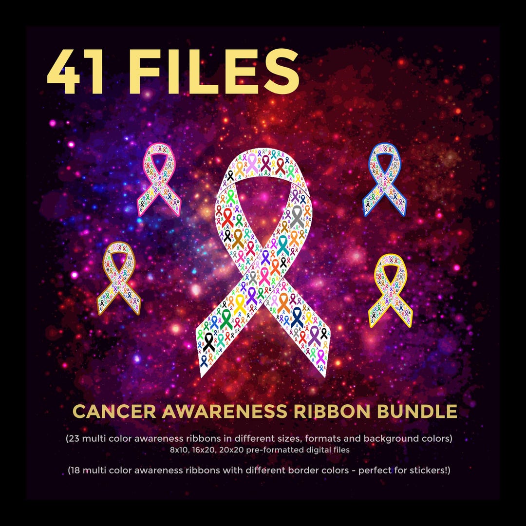 41 Files INSTANT Digital Download Cancer Awareness Ribbon Ultimate ...