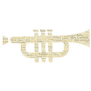 Digital Trumpet Instrument Brass Word Cloud Art Word Cloud - Customizable - Great for Music Teacher Appreciation or Student Jazz Horn