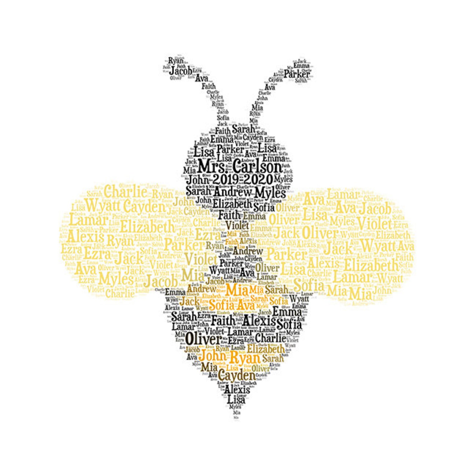 Digital BEE Bumblebee Honey Bee word cloud art wordle makes  Etsy