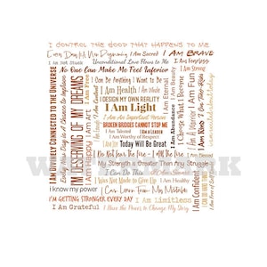 INSTANT Digital Download -  DAILY AFFIRMATIONS Word Cloud Wordle svg pdf png jpg - great for home decoration - print and frame as gift