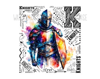 INSTANT Digital Download - KNIGHTS - pdf png jpg - home decor - print on a tshirt - great gift - school spirit - sports team