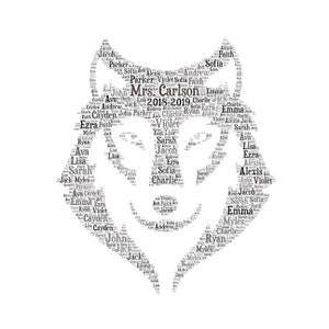 Digital WOLF FACE word cloud art wordle - makes a great teacher appreciation classroom gift - add names of kids, year, customize colors