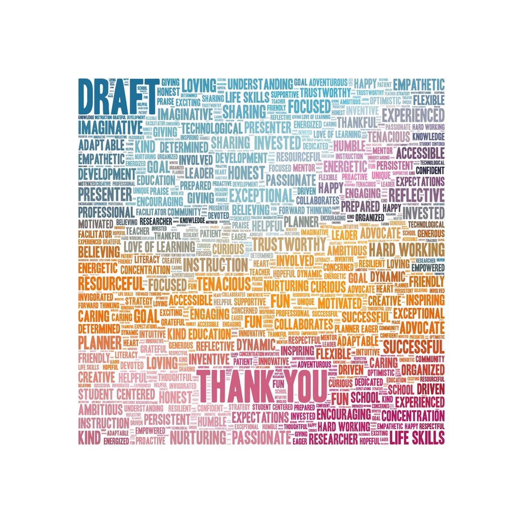 Wordcloud Greatness Digital Colorful THANK YOU Word Cloud - Great for Teacher Appreciation ...