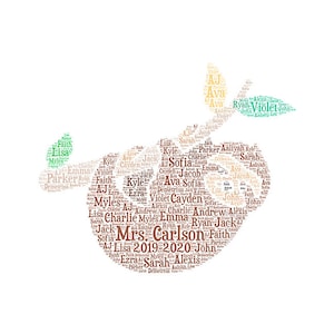 Digital SLOTH word cloud art wordle - makes great teacher appreciation classroom gift add names of kids
