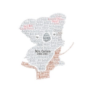 Digital KOALA word cloud art makes great teacher appreciation gift - add names of kids - teacher appreciation - nursery wall art home decor