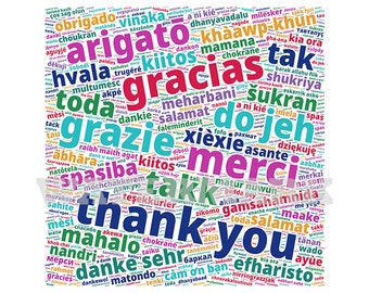INSTANT Digital Download -  INTERNATIONAL Global Ways to Say Thank You Square - Word Cloud svg pdf png jpg