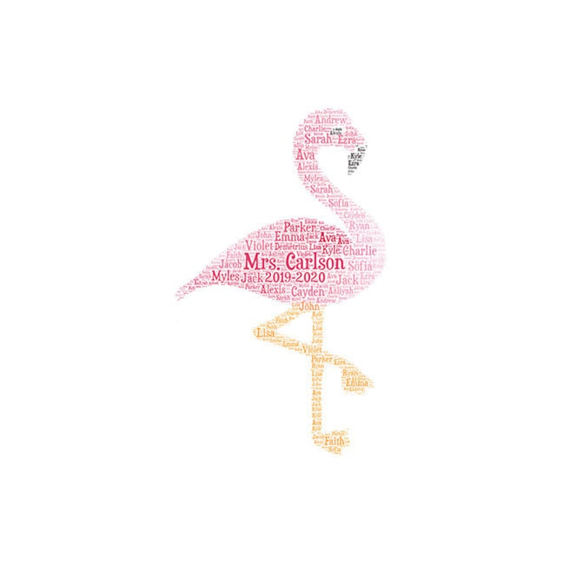 Digital FLAMINGO Word Cloud Art Wordle Makes Great Teacher - Etsy