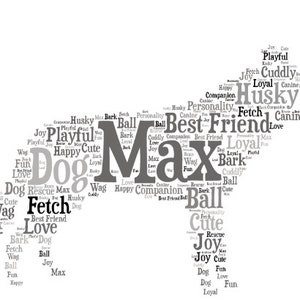 Digital Dog Husky - word cloud art - makes a great gift - add names / other details - colors can be customized