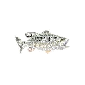 Digital FISH - word cloud art - makes a great Father&#39;s Day gift - home decor - lake house art - birthday gift - large mouth bass