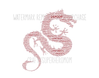 INSTANT Digital Download - DRAGON Chinese Zodiac Horoscope - svg pdf png jpg - great gift - home decor - includes 8x10 formatted JPG