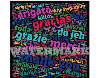 INSTANT Digital Download -  INTERNATIONAL Global Ways to Say Thank You Square - Word Cloud svg pdf png jpg