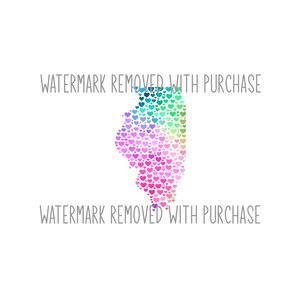 INSTANT digitale download - ILLINOIS Rainbow Hearts Art - svg pdf png jpg - geweldig voor in de klas - kunst aan de muur - kaart - afbeelding