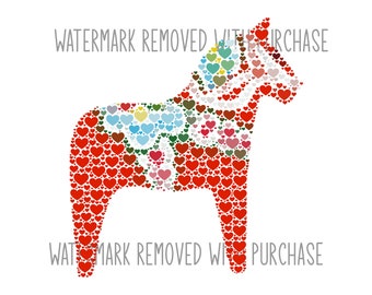 Dala Horse Swedish Scandinavian - INSTANT Digital Download - png pdf jpg svg - great for home decor - print & frame as gift