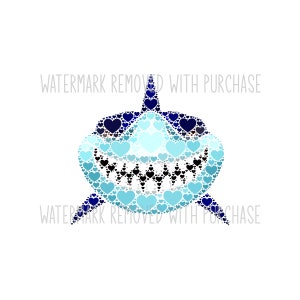 Téléchargement numérique instantané - coeurs de requin - svg pdf png jpg - grand cadeau - décor à la maison - grand blanc, utilisation pour carte de voeux, vie océanique
