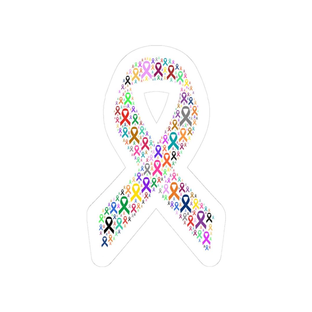 Cancer Awareness Ribbon Sticker | Multicolor Support Ribbon Kiss-cut ...