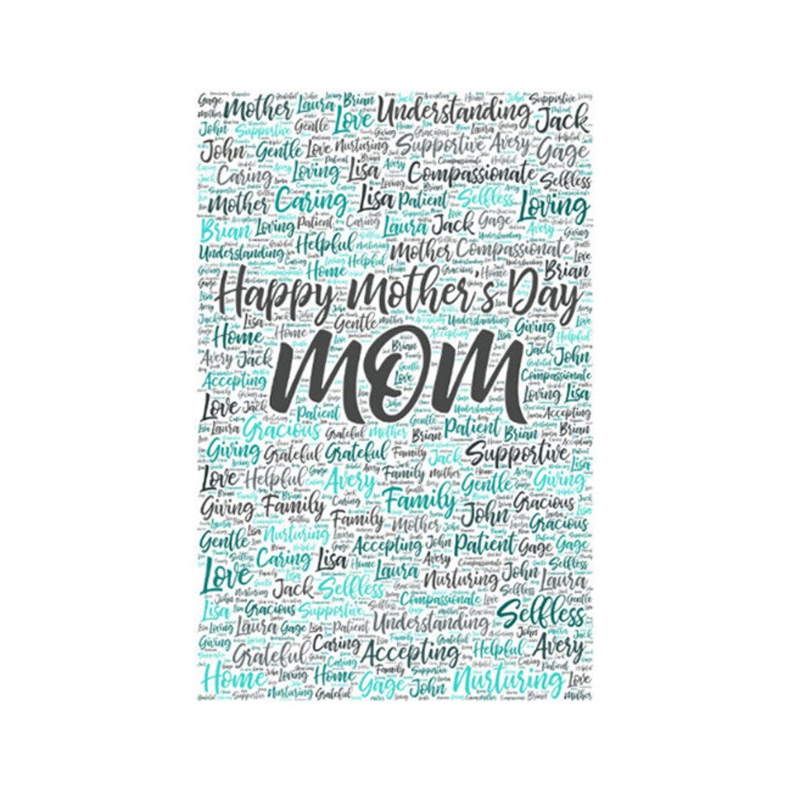 Digital Mother's Day Mom word cloud art wordle makes a  Etsy