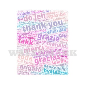 INSTANT Digital Download -  INTERNATIONAL Global Ways to Say Thank You Rectangle - Word Cloud Wordle svg pdf png jpg