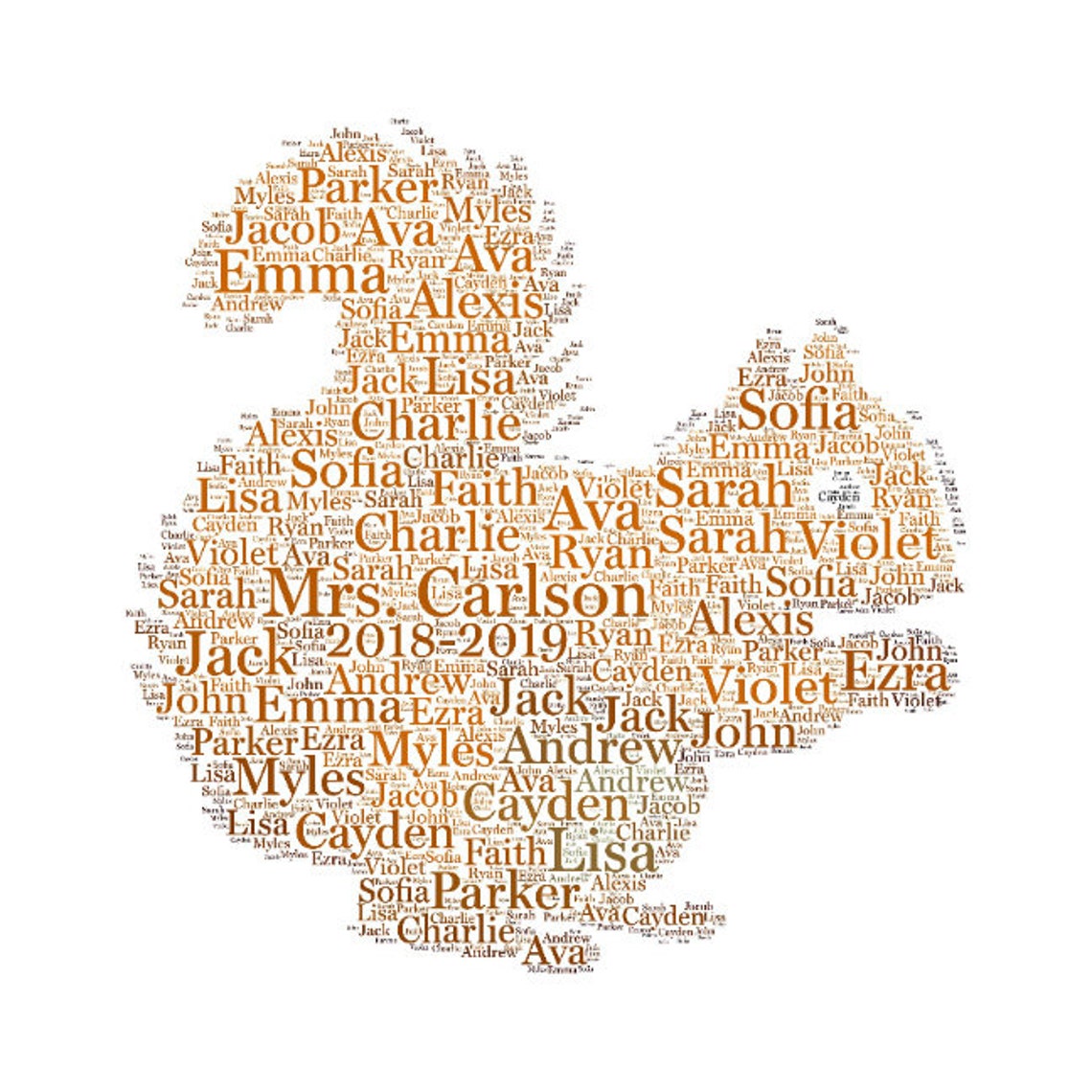 Digital SQUIRREL word cloud art wordle makes a great teacher Etsy