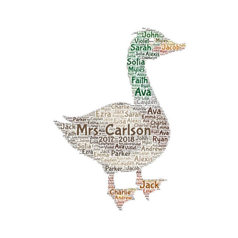 Digital DUCK Word Cloud Art Wordle Makes Great Teacher  Etsy