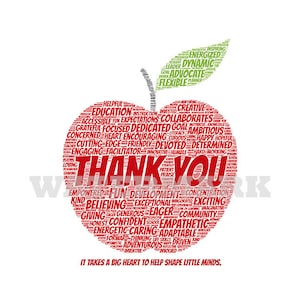 INSTANT Digital Download -  TEACHER Apple - Thank You Word Cloud Wordle svg pdf png jpg - It Takes A Big Heart to Teach Little Minds