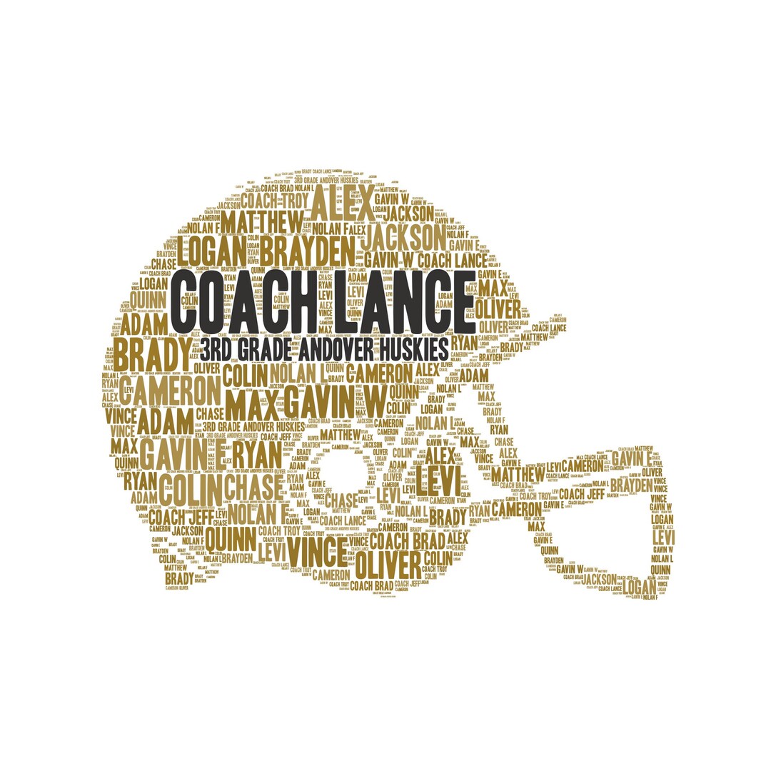 Digital FOOTBALL Helmet Team or Coach Player Gift Word Etsy