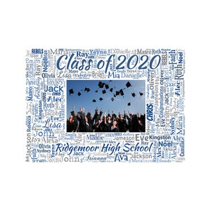 Digital Class of 2023 (any year) Graduation Gift Frame Outline - Place a photo over the white rectangle - Customize Size - Word Cloud Wordle