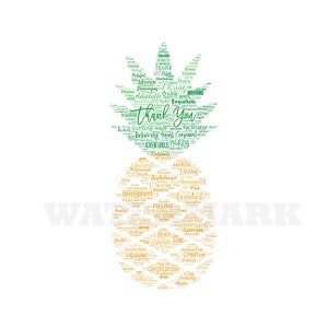 INSTANT Digital Download -  Teacher PINEAPPLE - Thank You Word Cloud Wordle svg pdf png jpg