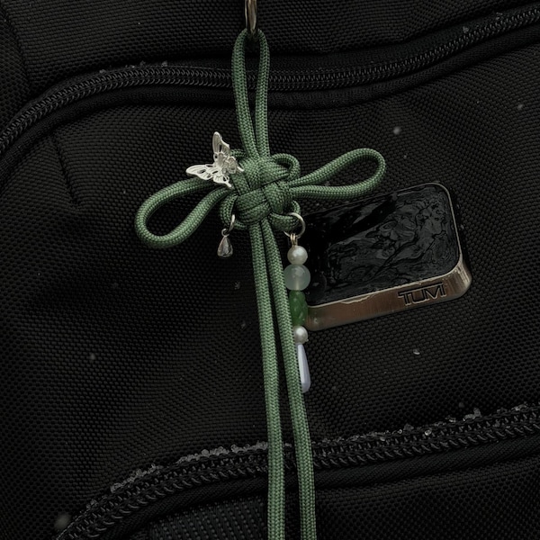 Jade Butterfly Fortune Knot Keychain: Handmade Chinese Lucky Charm