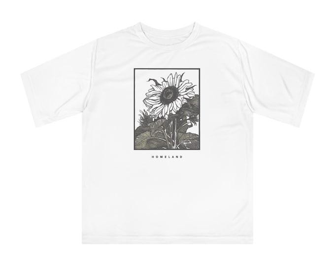 Sunflower & Butterfly Graphic Performance T-shirt, Unisex Activewear, Fitness Shirt, Outdoor Apparel, Gift for Nature Lovers