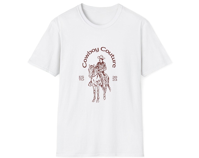 Cowboy Couture Unisex Softstyle T-Shirt, Vintage Western Tee, Cowboy Apparel, Country Style Shirt, Gift for Cowboy Lovers