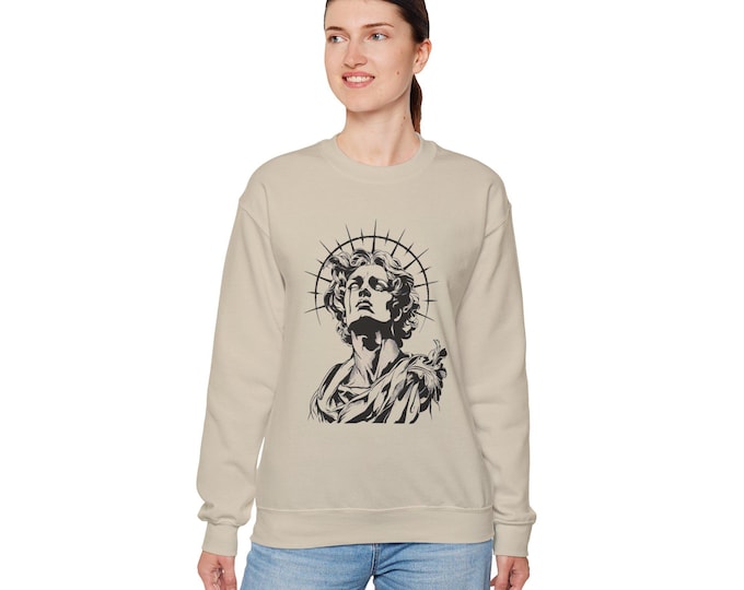 Stylish Graphic Crewneck Sweatshirt with Classic Art Design, Cozy Unisex Sweatshirt, Perfect for Gifts, Art Lovers, Everyday Wear