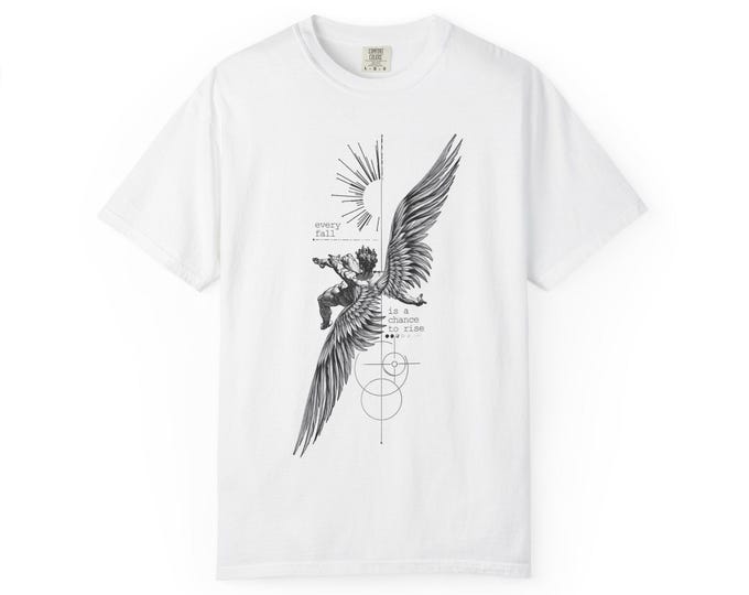 Artistic Icarus T-Shirt, Vintage Graphic Tee, Unisex Casual Wear, Unique Gift, Summer Fashion, Spiritual Clothing
