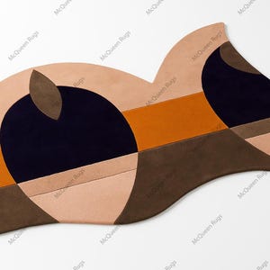 Minimalist Beige Modern Abstract Irregular Shape Woolen Hand Tufted Designer Area Rug for Living Room Bedroom Office 5x8 6x9 8x10 9x12 10x14