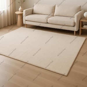 Handgetuft tapijt effen NK STOFFIG WIT wollen tapijt voor woonkamer, keuken, kinderkamer, hal kantoor 5 x 8 6 x 9 8 x 10 9 x 12 10 x 14 op maat gemaakt tapijt