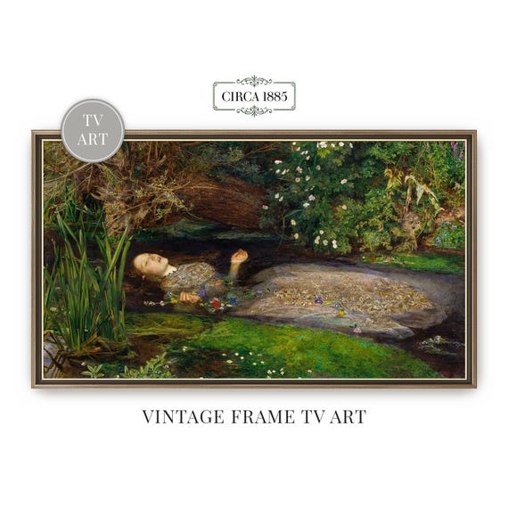 Victorian Woman Frame TV Art | Vintage Artwork From The 1800s | Ophelia In The River | Shakespeare Art For Samsung Frame TV