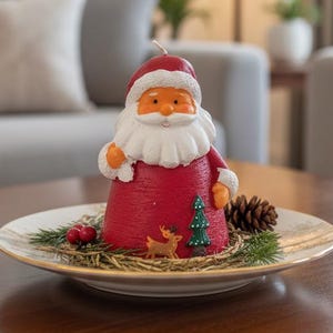 Handmade Santa Candle: Soy Wax Christmas Home Decoration