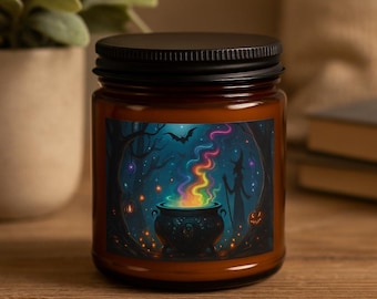 Bougie chaudron de sorcière : cire de soja parfumée effrayante, décor gothique
