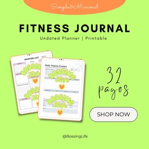 Digital Fitness Planner | Workout Tracker | Weight Loss Journal | Wellness Printable | Fitness Goals Planner | PDF Download