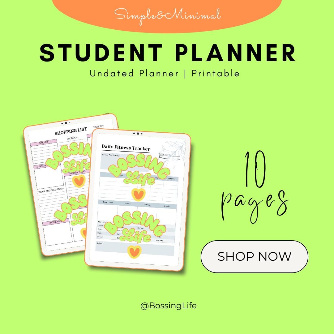 Minimalist Printable Student Planner | Academic Planner PDF | Homework ...